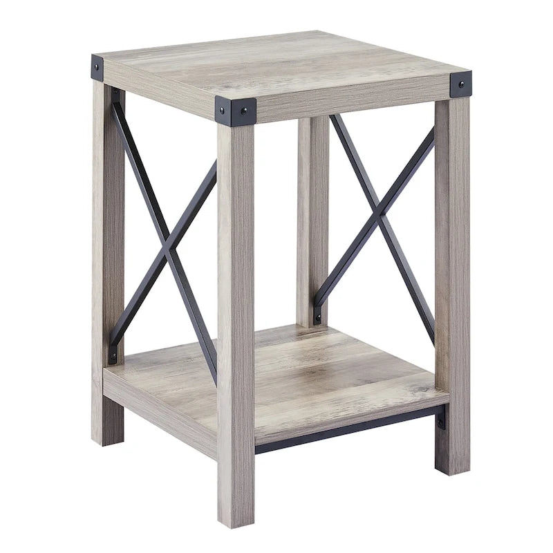 16-Inch Side Table with Lower Storage Shelf