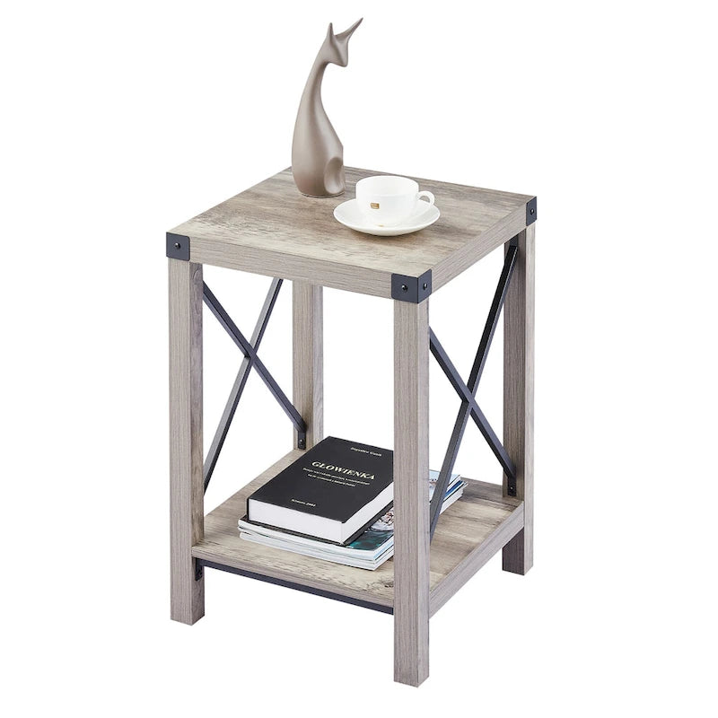 16-Inch Side Table with Lower Storage Shelf