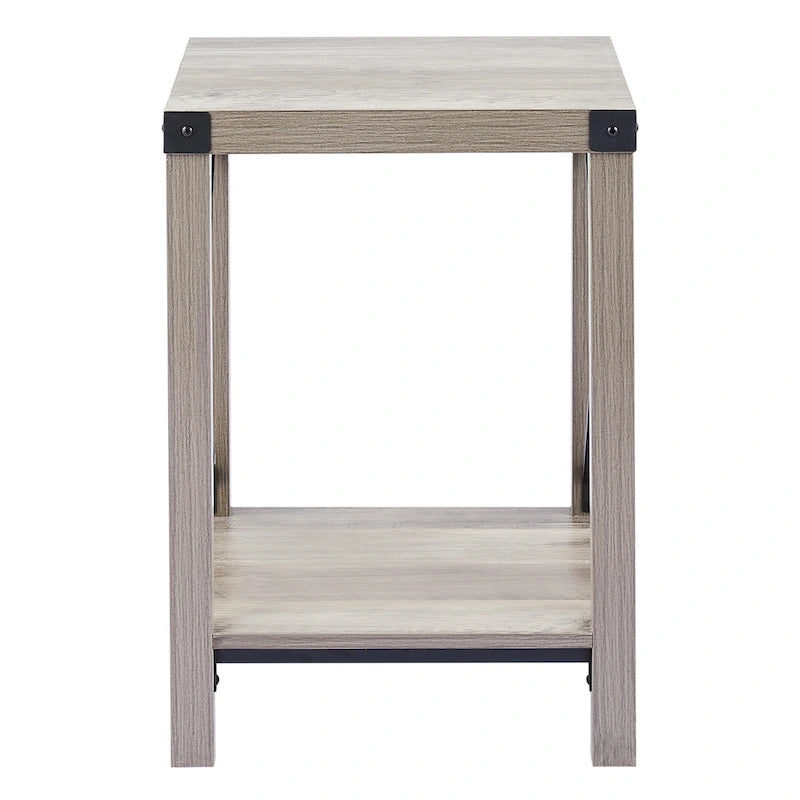 16-Inch Side Table with Lower Storage Shelf