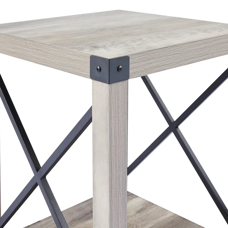 16-Inch Side Table with Lower Storage Shelf