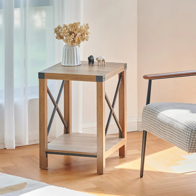 16-Inch Side Table with Lower Storage Shelf