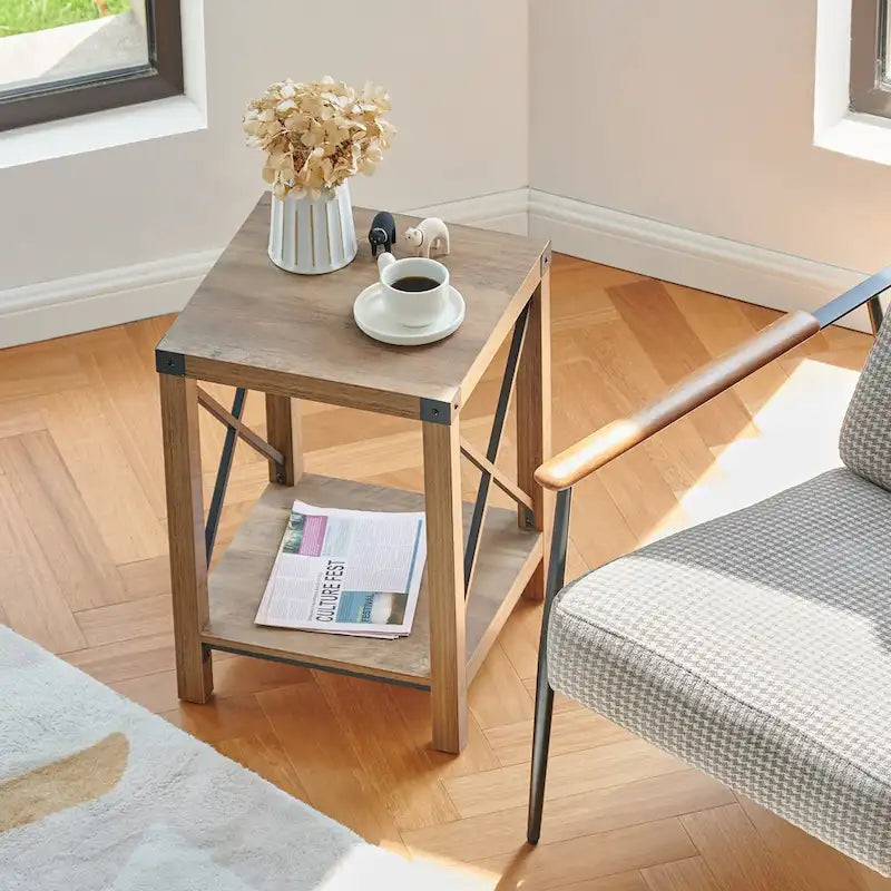 16-Inch Side Table with Lower Storage Shelf