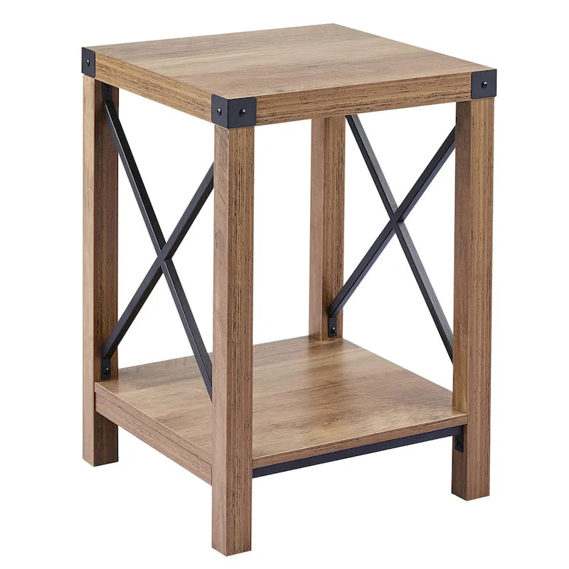 16-Inch Side Table with Lower Storage Shelf