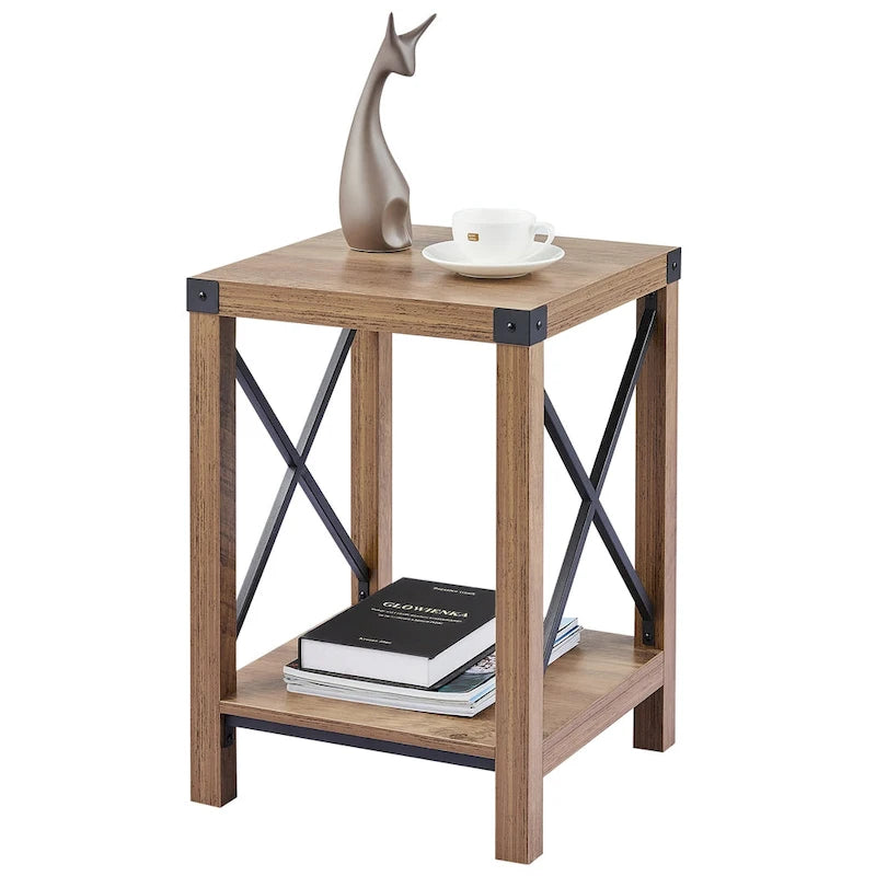 16-Inch Side Table with Lower Storage Shelf