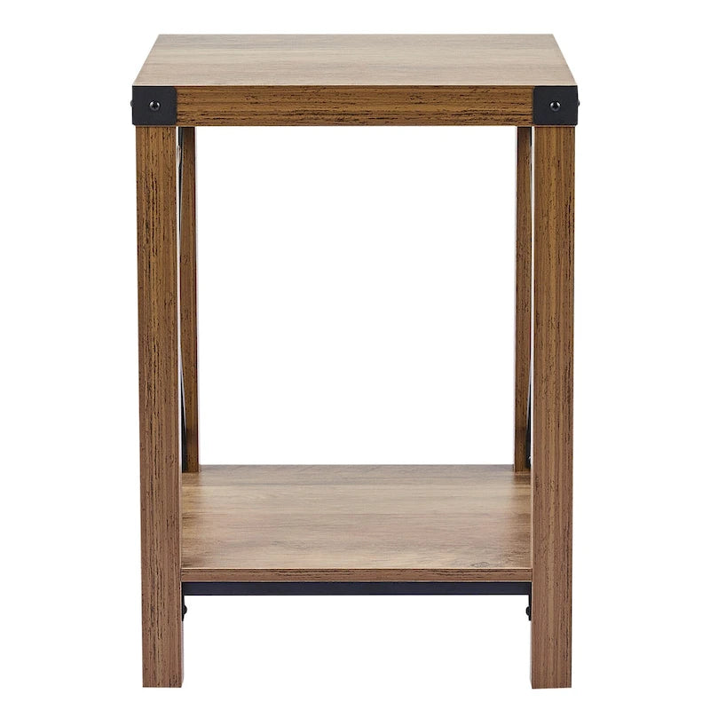 16-Inch Side Table with Lower Storage Shelf