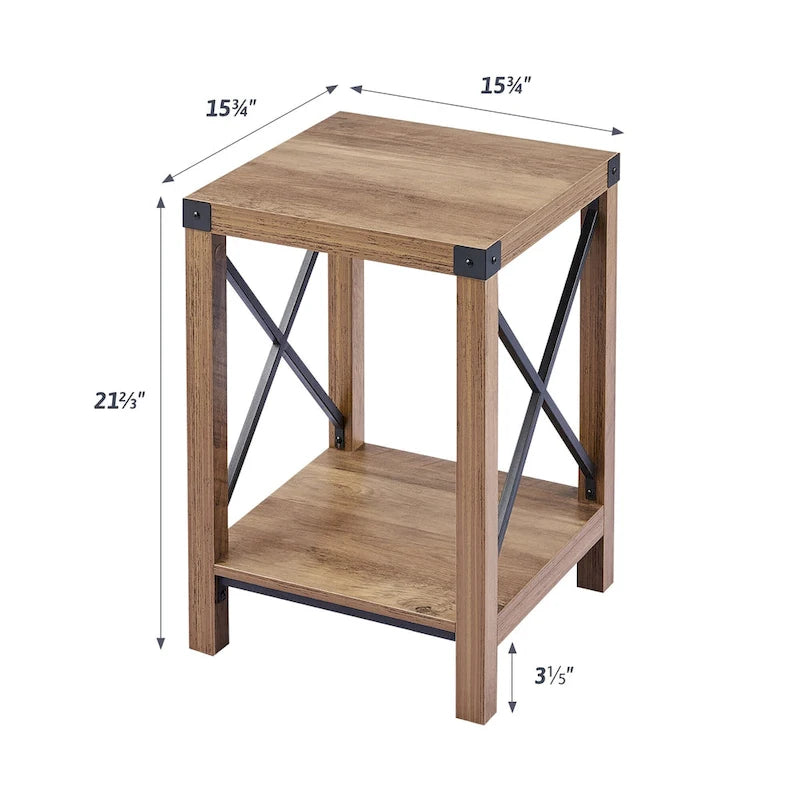 16-Inch Side Table with Lower Storage Shelf