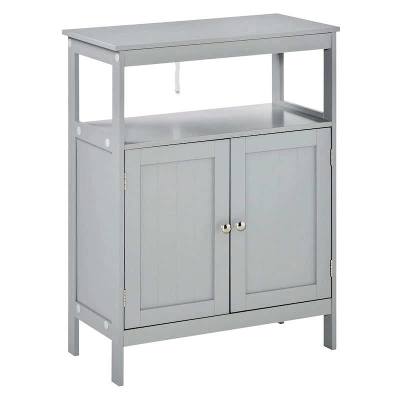 Freestanding Modern Bathroom Storage Cabinet with Open Shelf, Grey