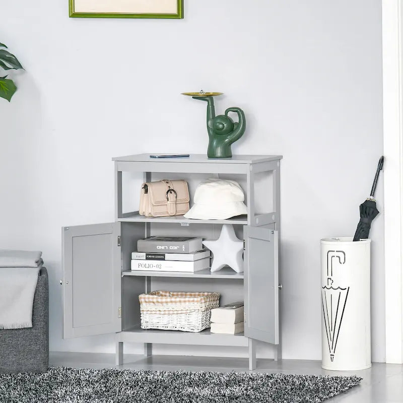 Freestanding Modern Bathroom Storage Cabinet with Open Shelf, Grey