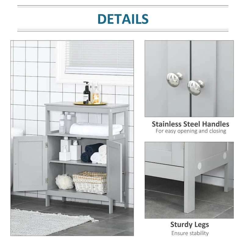 Freestanding Modern Bathroom Storage Cabinet with Open Shelf, Grey