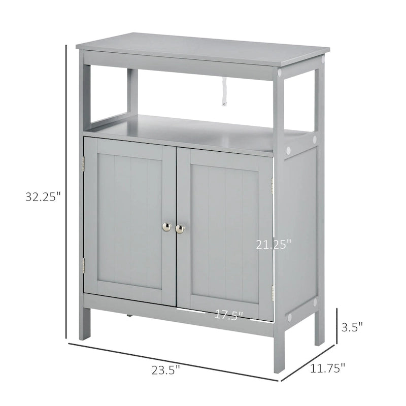Freestanding Modern Bathroom Storage Cabinet with Open Shelf, Grey