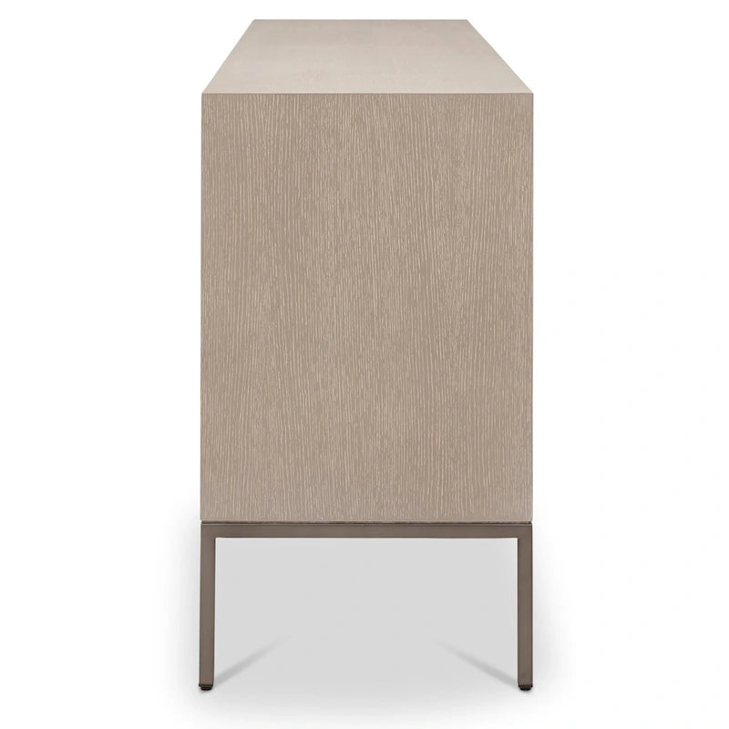 Oak Veneer Buffet with Stainless Steel Legs and Soft-Close Doors