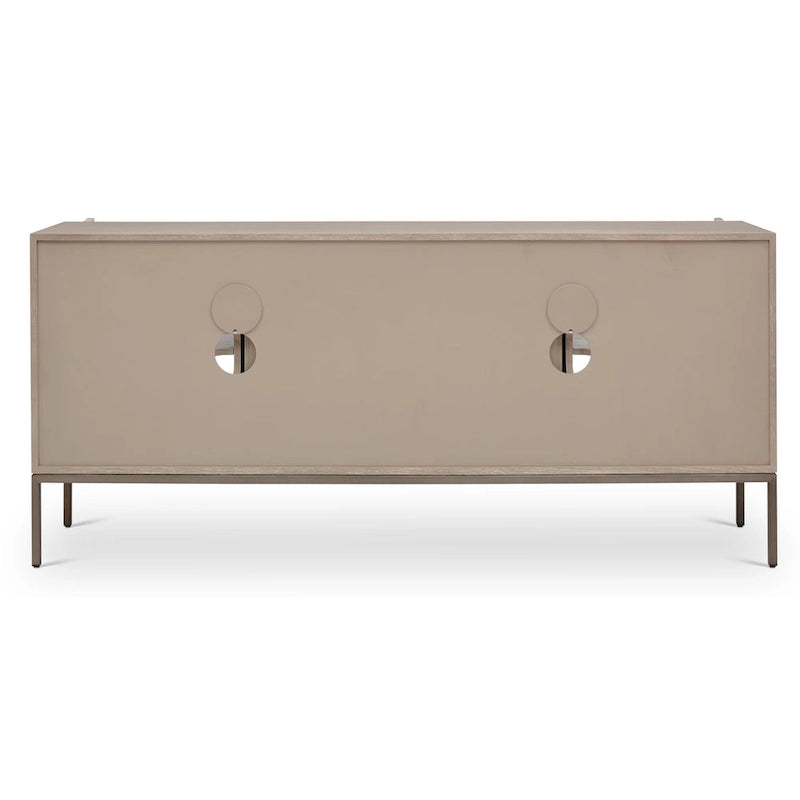 Oak Veneer Buffet with Stainless Steel Legs and Soft-Close Doors