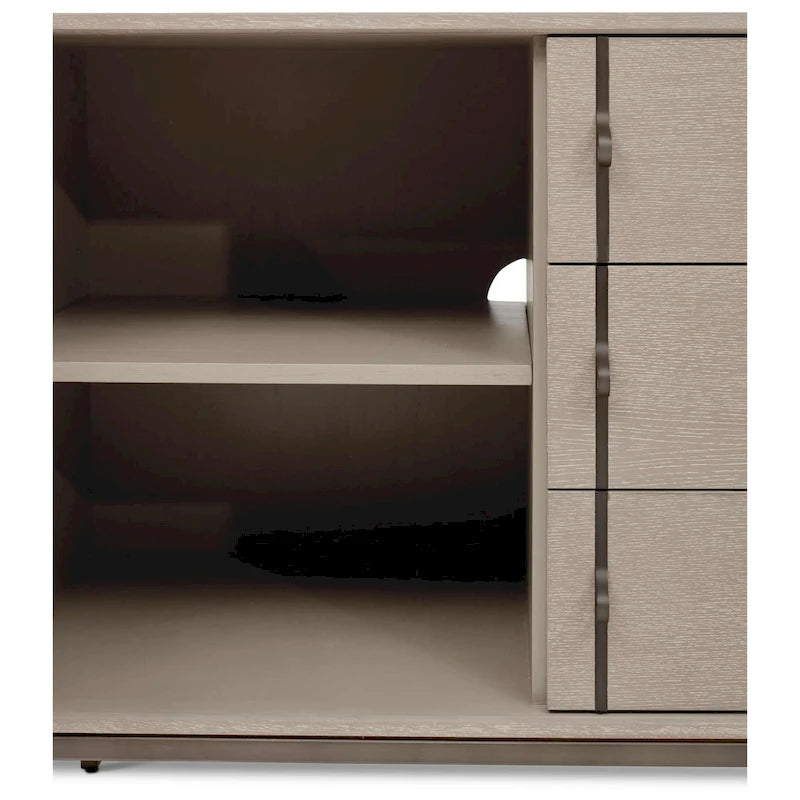 Oak Veneer Buffet with Stainless Steel Legs and Soft-Close Doors