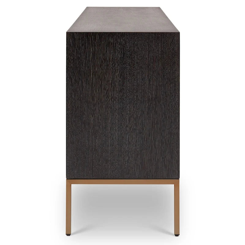 Oak Veneer Buffet with Stainless Steel Legs and Soft-Close Doors