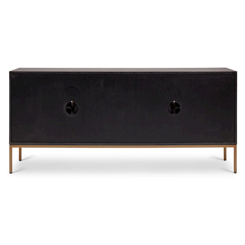 Oak Veneer Buffet with Stainless Steel Legs and Soft-Close Doors