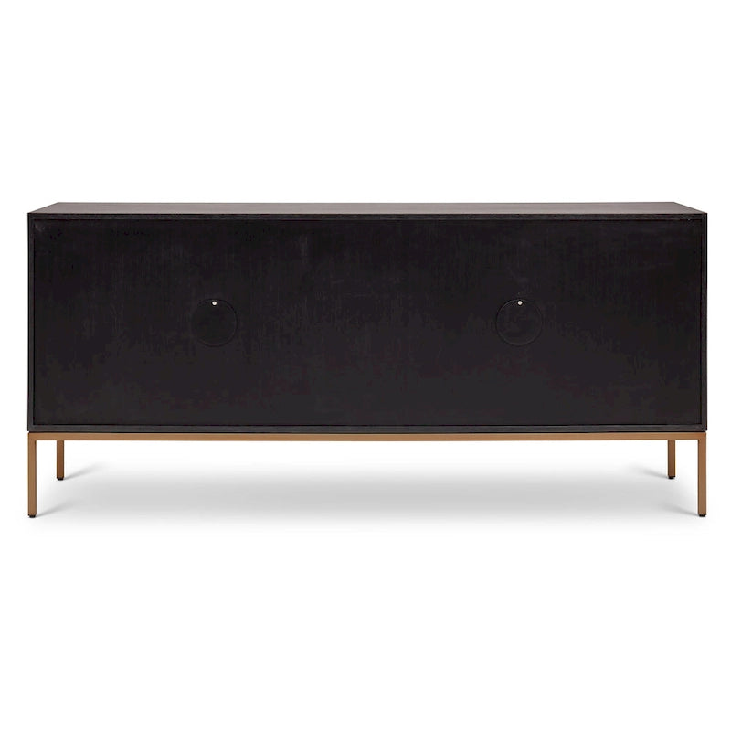 Oak Veneer Buffet with Stainless Steel Legs and Soft-Close Doors