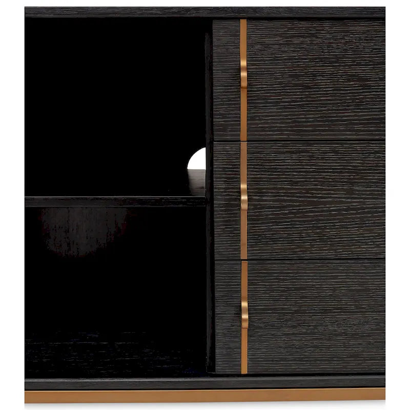 Oak Veneer Buffet with Stainless Steel Legs and Soft-Close Doors