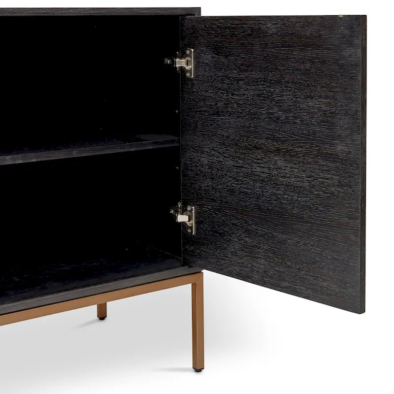 Oak Veneer Buffet with Stainless Steel Legs and Soft-Close Doors