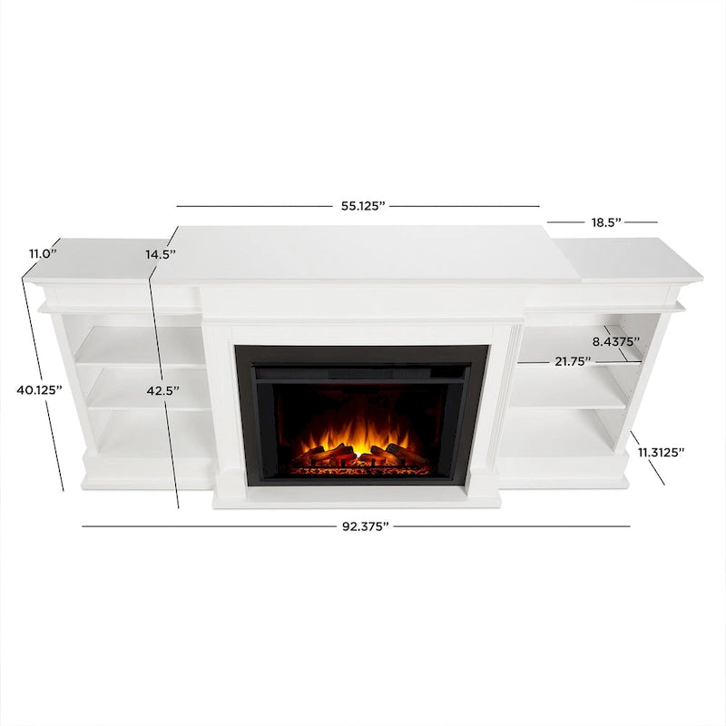 93-Inch Electric Fireplace TV Stand in White