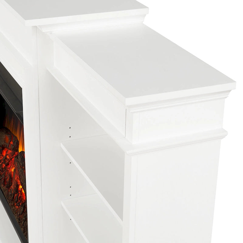 93-Inch Electric Fireplace TV Stand in White