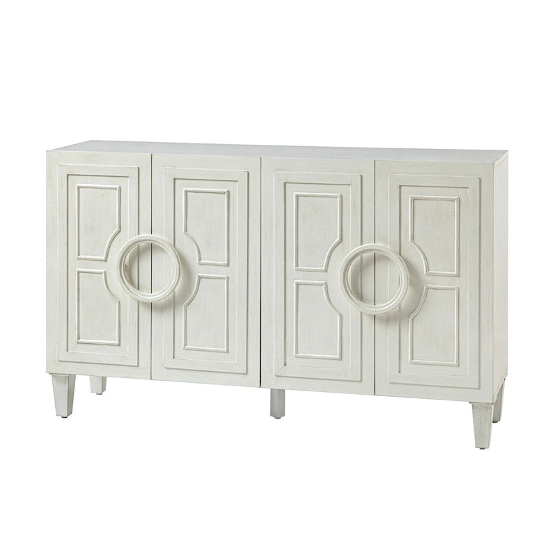 58-Inch Sideboard Buffet with Geometric Doors and Solid Wood Handles