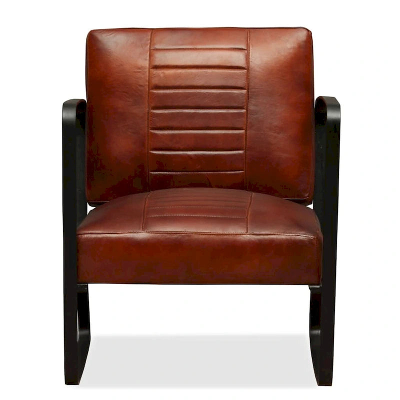Lounge Chair with Genuine Leather and Steel Frame