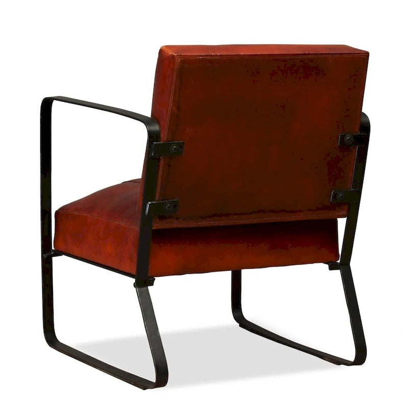 Lounge Chair with Genuine Leather and Steel Frame