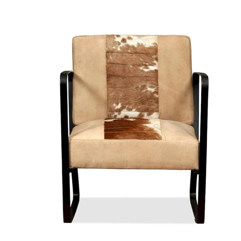 Lounge Chair with Genuine Leather and Steel Frame