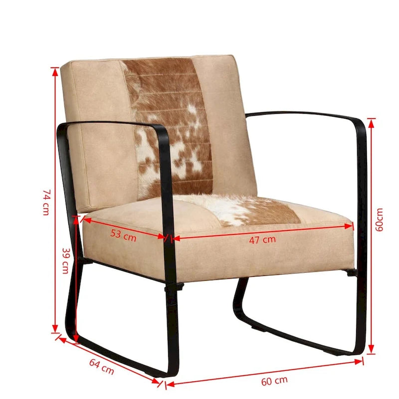 Lounge Chair with Genuine Leather and Steel Frame
