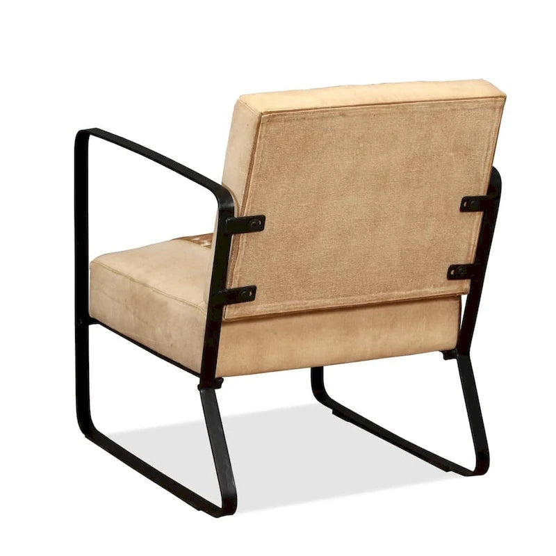 Lounge Chair with Genuine Leather and Steel Frame