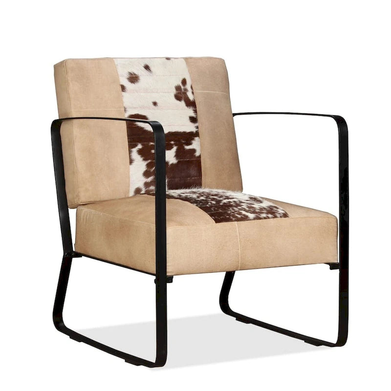 Lounge Chair with Genuine Leather and Steel Frame
