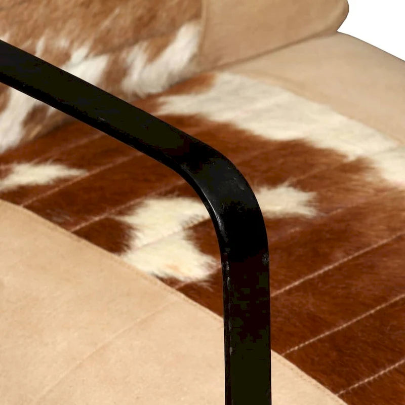 Lounge Chair with Genuine Leather and Steel Frame