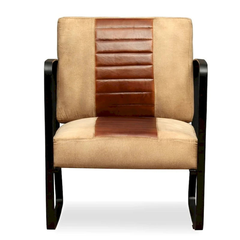 Lounge Chair with Genuine Leather and Steel Frame