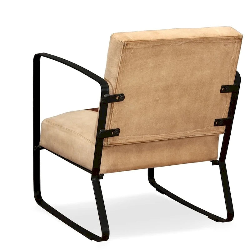 Lounge Chair with Genuine Leather and Steel Frame