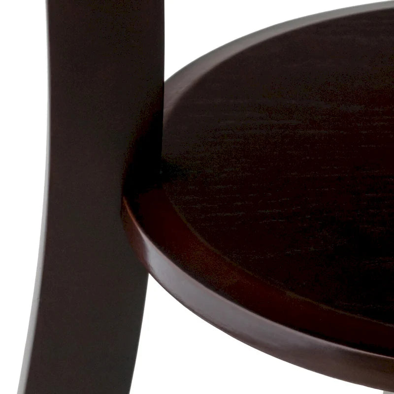 Round Accent Table with Drawer and Shelf in Cappuccino, 20W x 20D x 27H