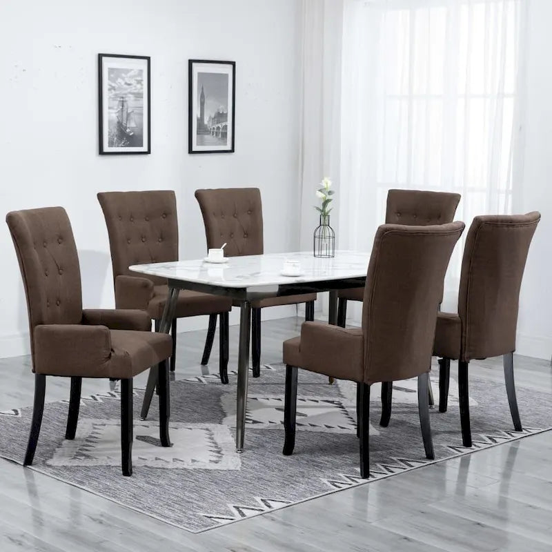 Upholstered Dining Chairs with Armrests, Multicolor Fabric (Set of 1/2/4/6)