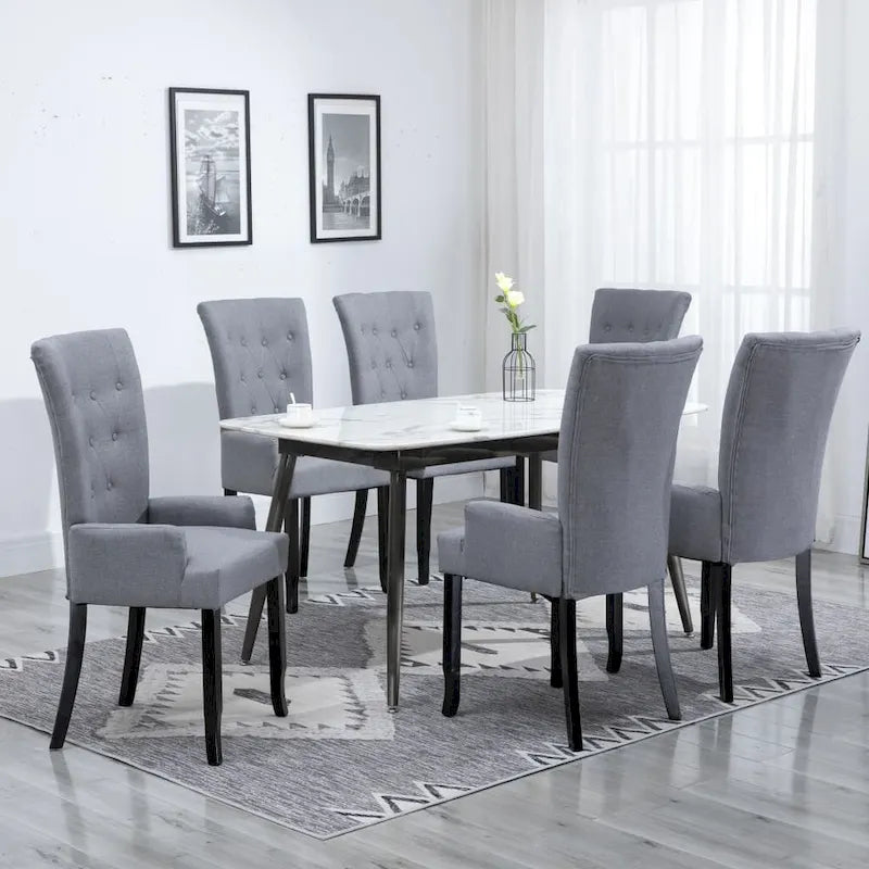 Upholstered Dining Chairs with Armrests, Multicolor Fabric (Set of 1/2/4/6)