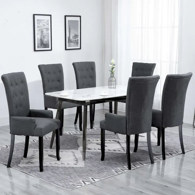 Upholstered Dining Chairs with Armrests, Multicolor Fabric (Set of 1/2/4/6)