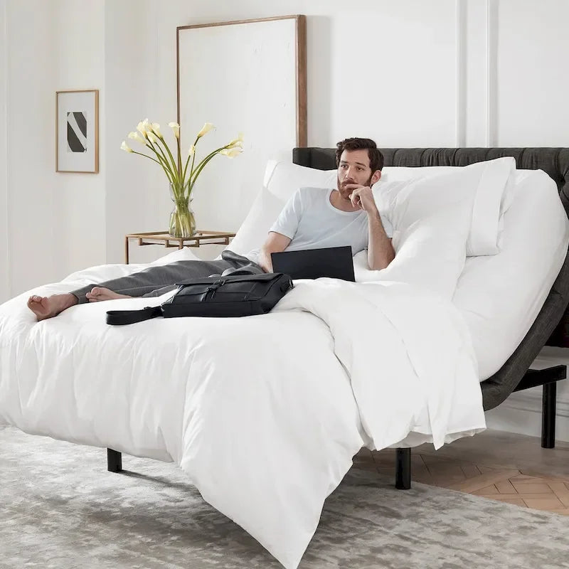 Adjustable Massaging Bed Frame Base with Wireless Remote