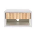 Floating Wall-Mounted Nightstand with Soft-Close Tambour Drawer and Cable Hole