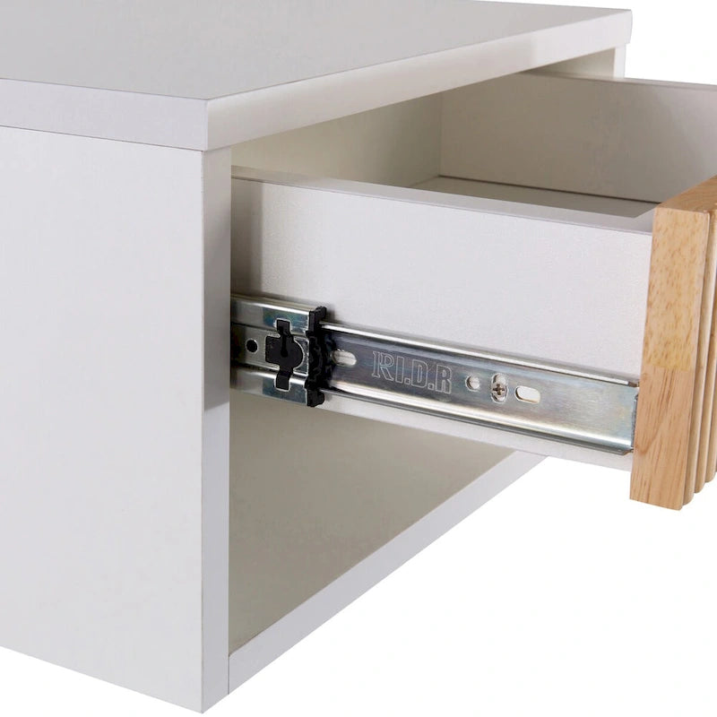 Floating Wall-Mounted Nightstand with Soft-Close Tambour Drawer and Cable Hole