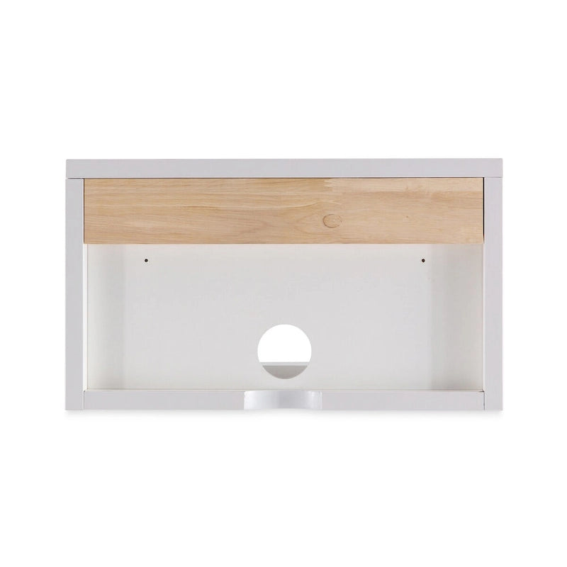 Floating Wall-Mounted Nightstand with Soft-Close Tambour Drawer and Cable Hole