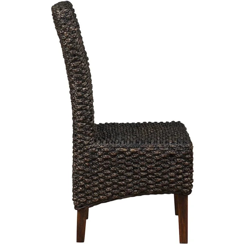 High-Back Wicker Woven Dining Chair, Set of 2, Brown