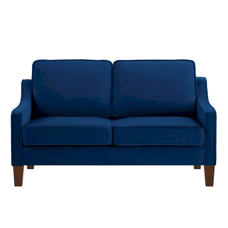 Velvet Double-Seat Loveseat Sofa with Wooden Legs