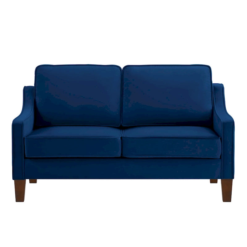 Velvet Double-Seat Loveseat Sofa with Wooden Legs