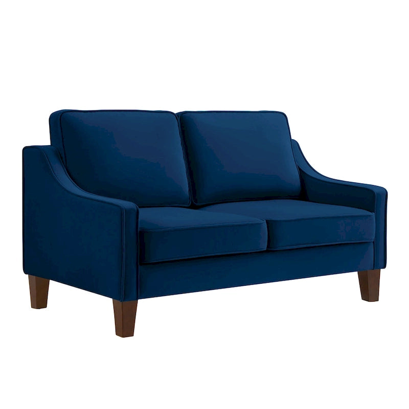 Velvet Double-Seat Loveseat Sofa with Wooden Legs