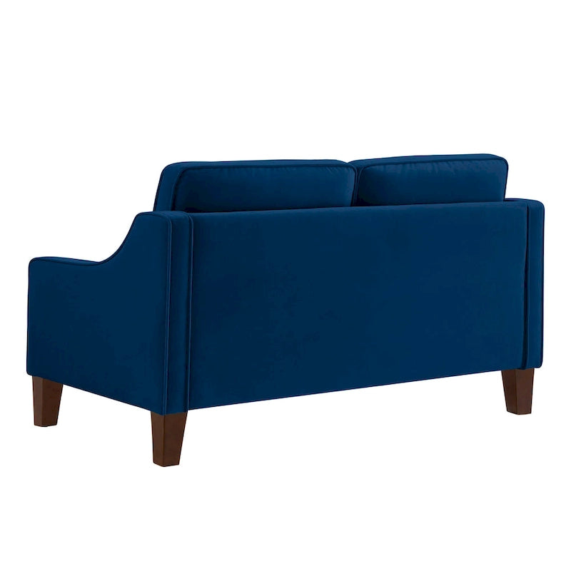 Velvet Double-Seat Loveseat Sofa with Wooden Legs