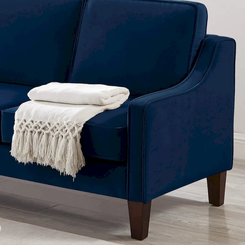 Velvet Double-Seat Loveseat Sofa with Wooden Legs