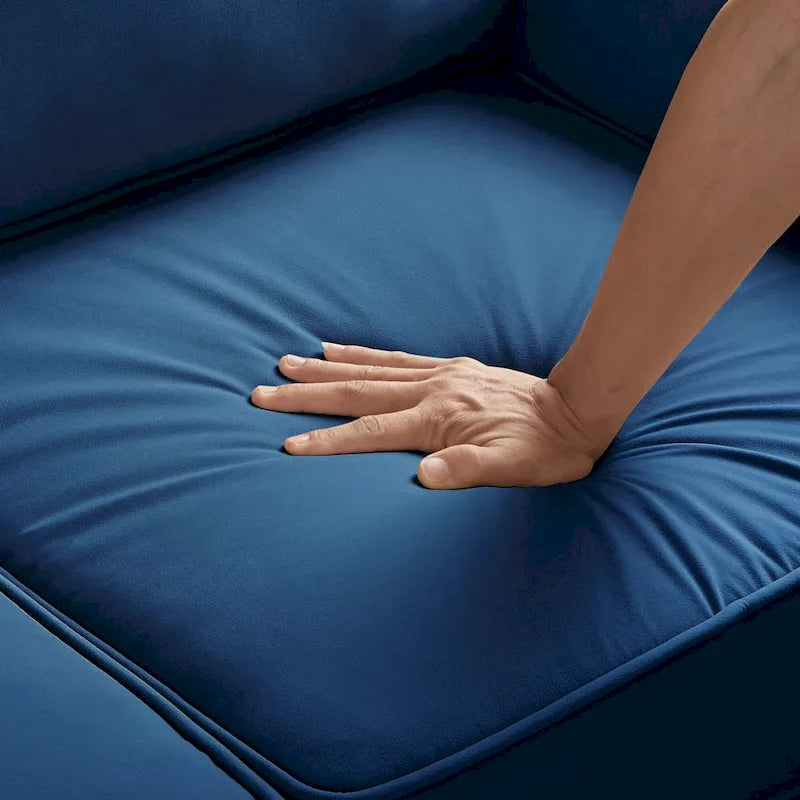 Velvet Double-Seat Loveseat Sofa with Wooden Legs