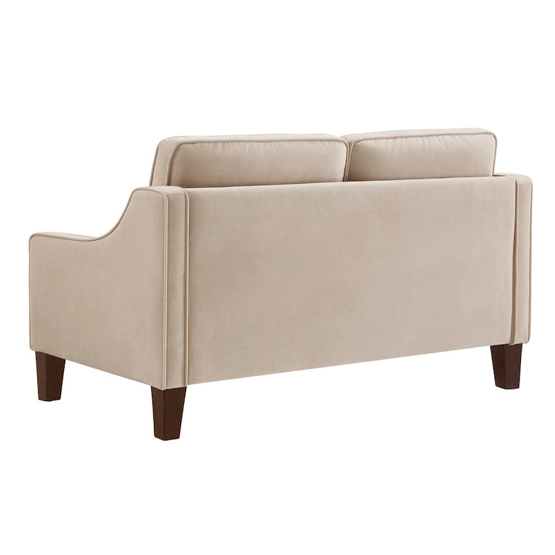 Velvet Double-Seat Loveseat Sofa with Wooden Legs